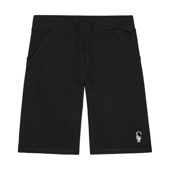 Dalix Astronaut Embroidered Short Soft Fleece Relaxed Drawstring Fit Lounge Mens in Black XL X-Large