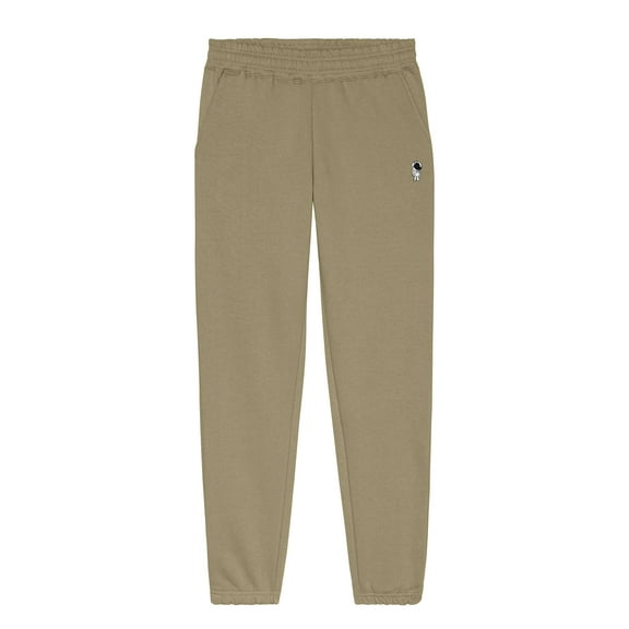 Dalix Astronaut Embroidered Sweatpant Heavy Weight Fleece Relaxed Fit Lounge Mens in Beige M Medium