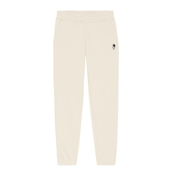 Dalix Astronaut Embroidered Sweatpant Heavy Weight Fleece Relaxed Fit Lounge Mens in Bone L Large