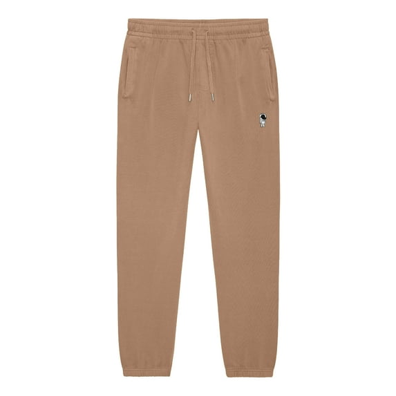 Dalix Astronaut Embroidery Heavy Weight Fleece Sweatpants Soft Lounge Pant Drawstring Waistband Pockets Mens in Camel 2XL XX-Large