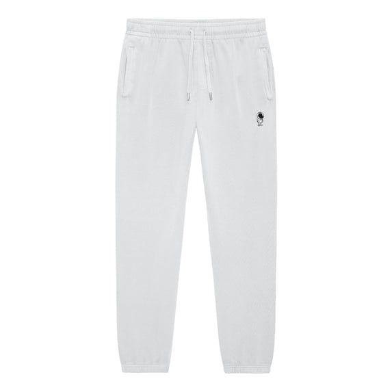 Dalix Astronaut Embroidery Heavy Weight Fleece Sweatpants Soft Lounge Pant Drawstring Waistband Pockets Mens in Lunar Gray S Small