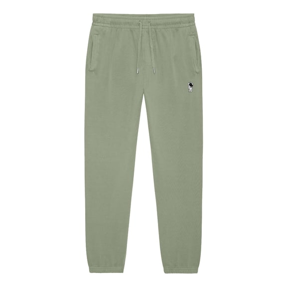 Dalix Astronaut Embroidery Heavy Weight Fleece Sweatpants Soft Lounge Pant Drawstring Waistband Pockets Mens in Oil Green S Small