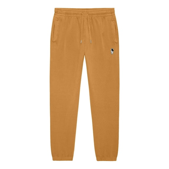 Dalix Astronaut Embroidery Heavy Weight Fleece Sweatpants Soft Lounge Pant Drawstring Waistband Pockets Mens in Peanut S Small