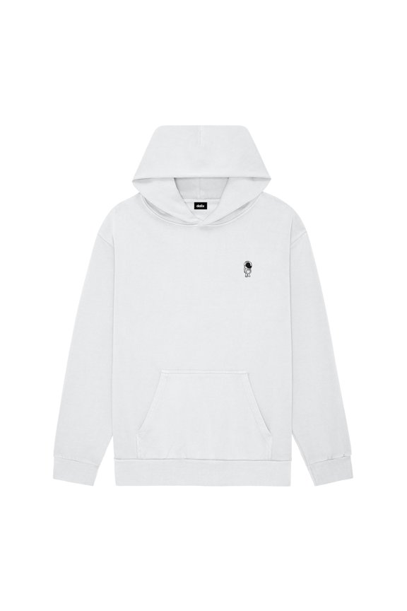 Astronaut Embroidery Relaxed Hoodie Soft Fleece Sweatshirt Fit Lounge Mens in Lunar Gray L Large