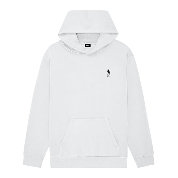 Dalix Astronaut Embroidery Relaxed Hoodie Soft Fleece Sweatshirt Fit Lounge Mens in Lunar Gray XS X-Small