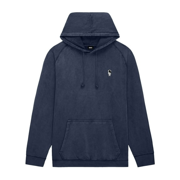 Dalix Astronaut Embroidery Washed Hoodie Sweatshirt Hoodie Fleece Relaxed Fit Lounge Mens in Denim Blue M Medium