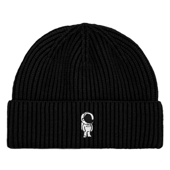 Dalix Astronaut Fisherman Beanie Hat Winter Knit Cuffed Watch Cap Mens in Black