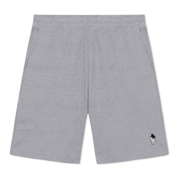 Dalix Astronaut Gym Short Sport Embroidered Casual Pocket Mesh Drawcord Waist Mens in Htr Gray L Large