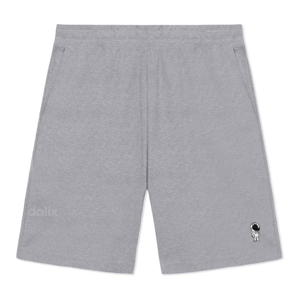 Dalix Astronaut Gym Short Sport Embroidered Casual Pocket Mesh Drawcord Waist Mens in Htr Gray M Medium