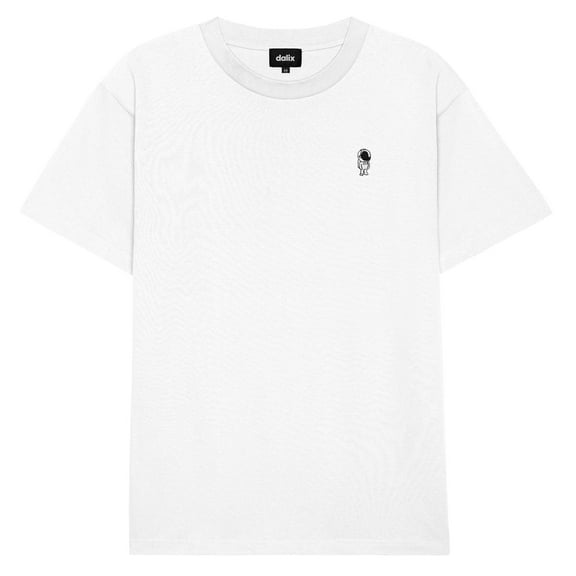 Dalix Astronaut Heavy Cotton Short Sleeve Summer Tee Mens in White 2XL XX-Large