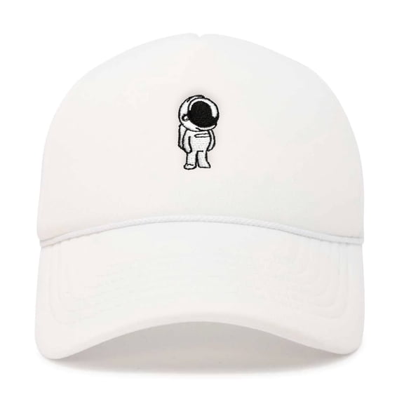 Dalix Astronaut Spaceman Embroidered Trucker Hat in White