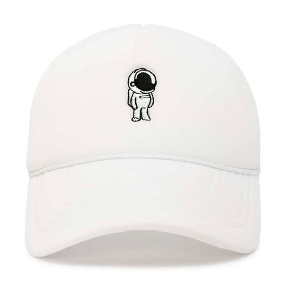 Dalix Astronaut Spaceman Embroidered Trucker Hat in White