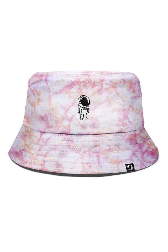 Astronaut Tie Dye Bucket Hat Cotton Embroidery Casual Outdoor Style Mens in Tie Dye Pink L Large