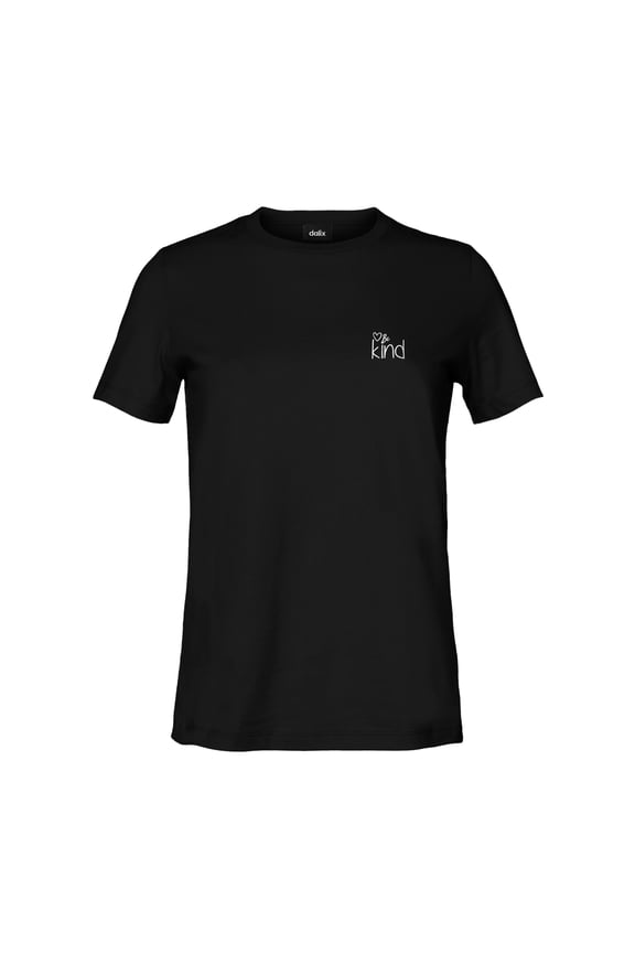 Be Kind Embroidered Cotton Relaxed Fit Short Sleeve Crewneck Tee Shirt Women in Black 2XL XX-Large
