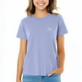 thumbnail image 1 of Dalix Be Kind Embroidered Cotton Relaxed Fit Short Sleeve Crewneck Tee Shirt Women in Lavender Blue 2XL XX-Large, 1 of 5