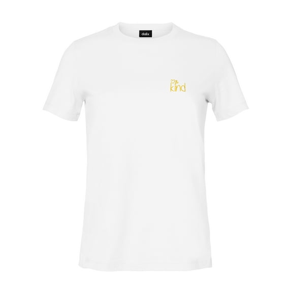 Dalix Be Kind Embroidered Cotton Relaxed Fit Short Sleeve Crewneck Tee Shirt Women in White 2XL XX-Large