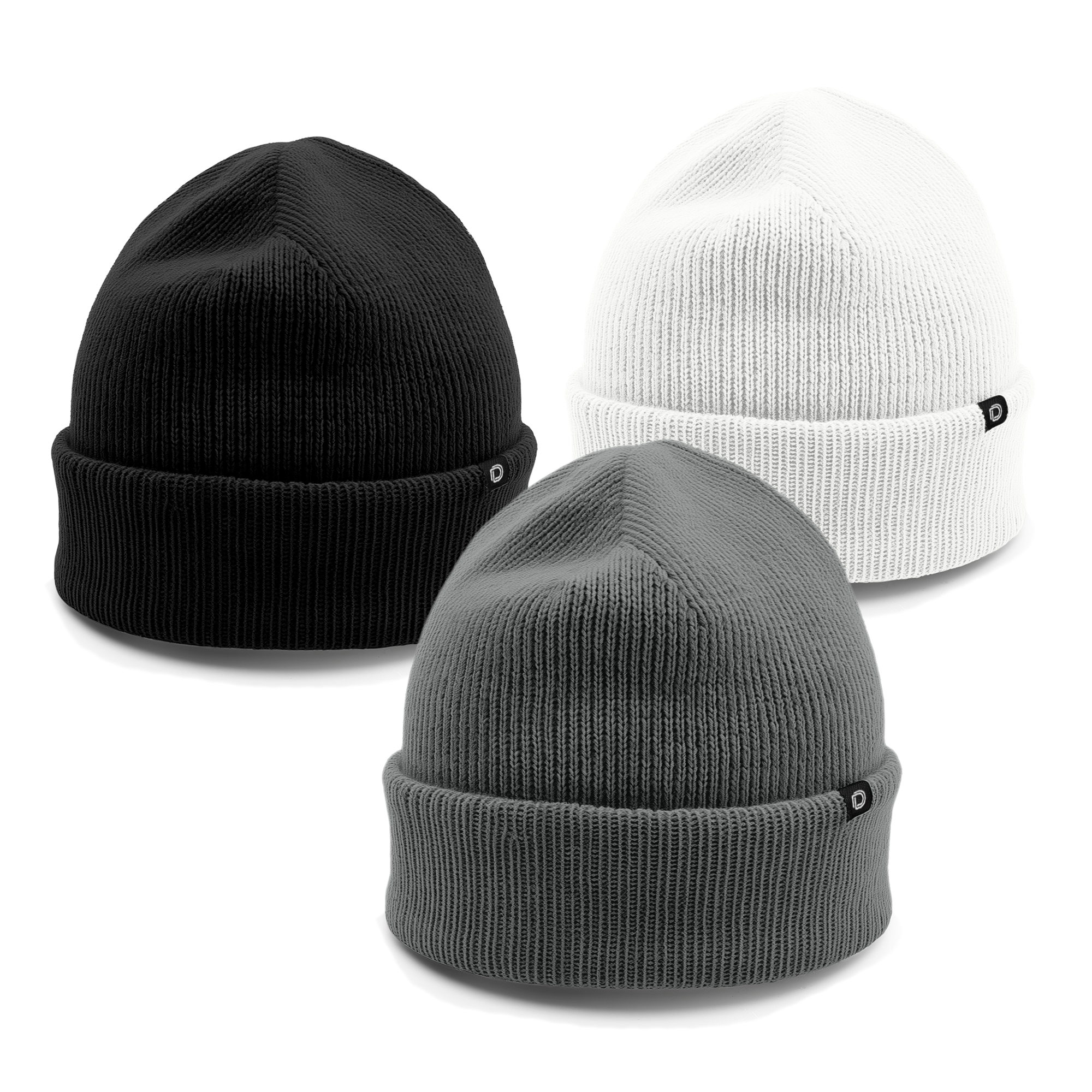 Dalix Beanie Soft Knit 3 Pack Stretch Skully Warm Winter Ski Black Asphalt Gray White