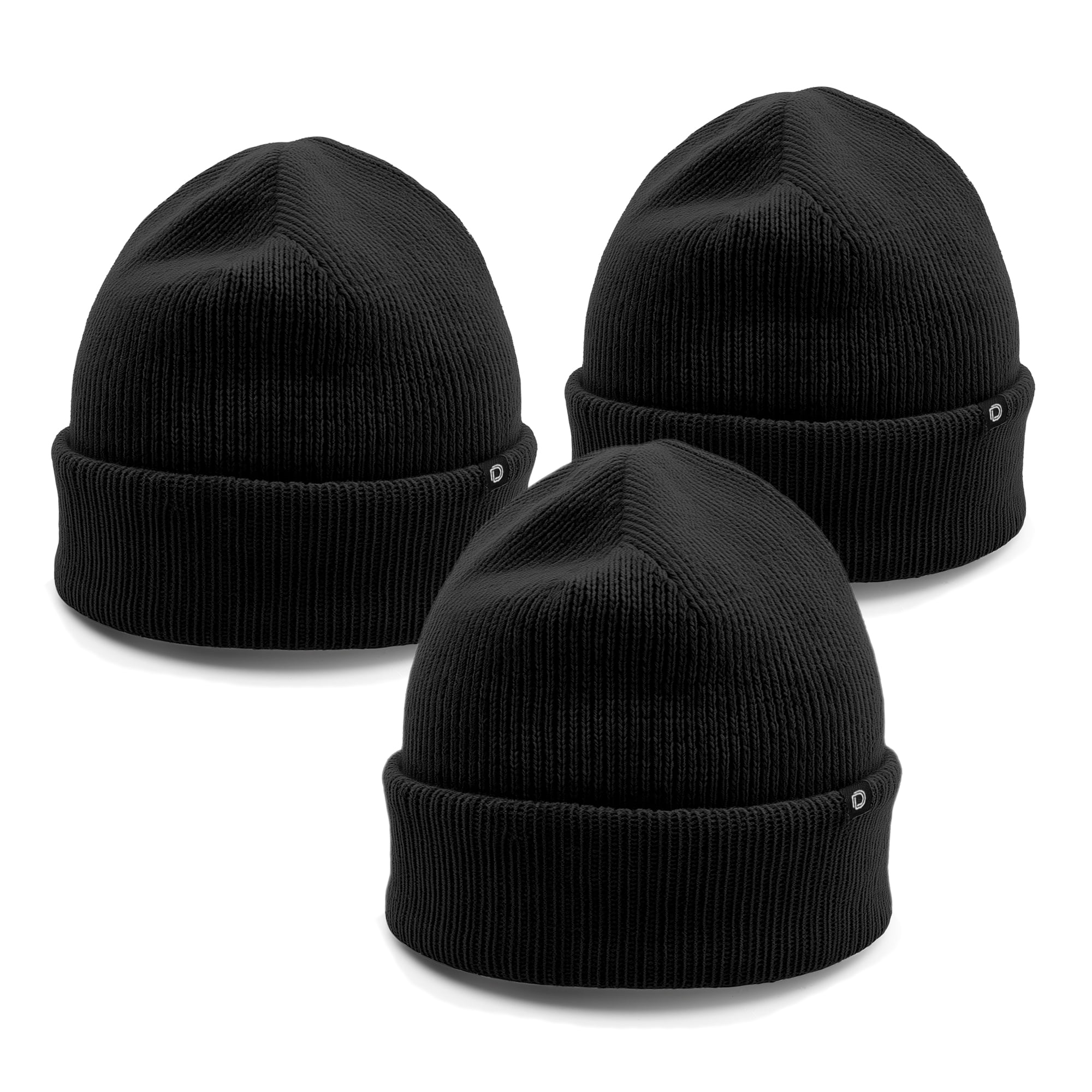 Dalix Beanie Soft Knit 3 Pack Stretch Skully Warm Winter Ski Black Black Black