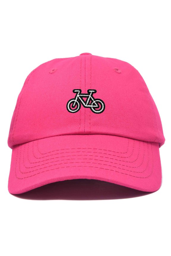Bike Embroidered Bicycle Cotton Baseball Cap Adjustable Dad Hat Mens in Hot Pink