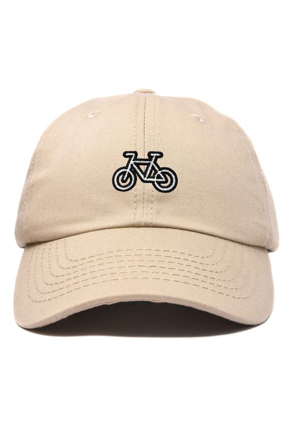 Bike Embroidered Bicycle Cotton Baseball Cap Adjustable Dad Hat Mens in Khaki
