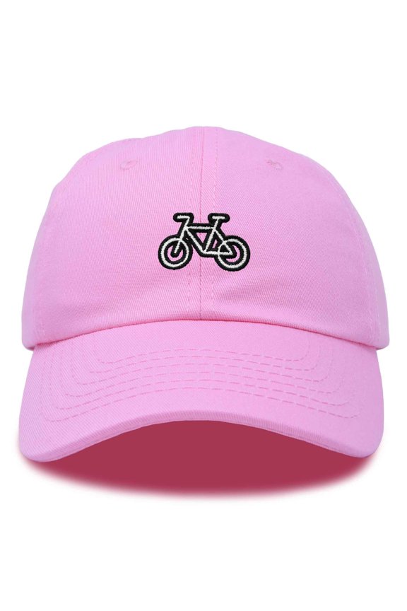 Bike Embroidered Bicycle Cotton Baseball Cap Adjustable Dad Hat Mens in Light Pink