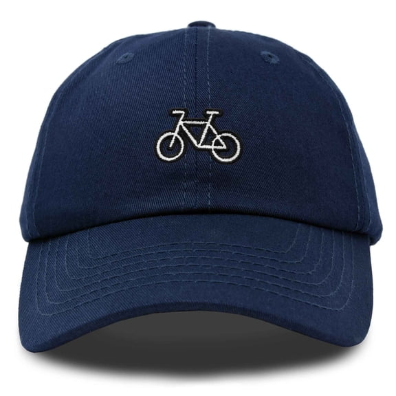 Dalix Bike Embroidered Bicycle Cotton Baseball Cap Adjustable Dad Hat Mens in Navy Blue