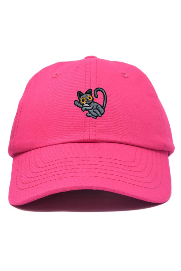British Shorthair Cat Cotton Dad Hat Adjustable Cute Cat Lover Baseball Cap for Casual Wear Womens in Hot Pink
