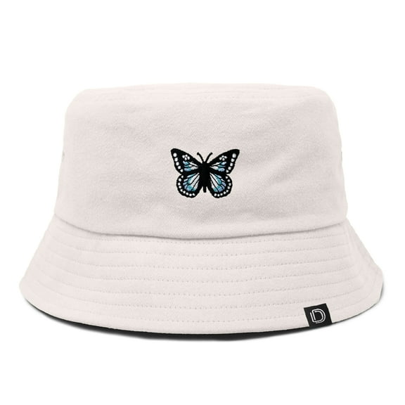 Dalix Butterfly Cotton Bucket Hat Lightweight Outdoor Travel Beach Everyday Womens in Parchment White S Small