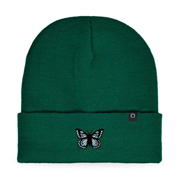 Dalix Butterfly Embroidered Beanie Insect Warm Winter Knit Hat for Women in Green