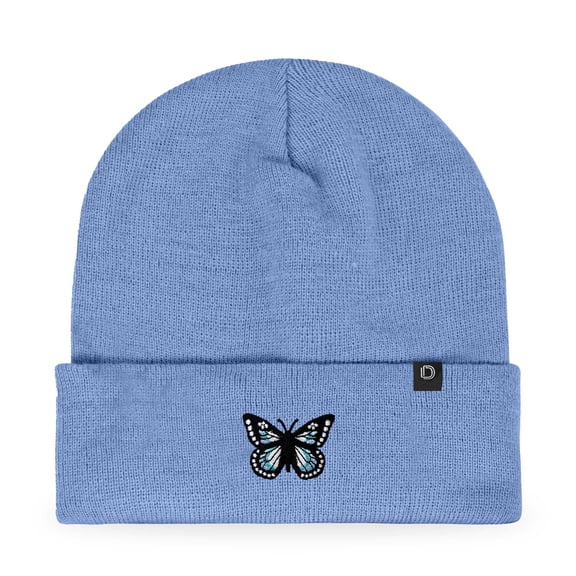 Dalix Butterfly Embroidered Beanie Insect Warm Winter Knit Hat for Women in Periwinkle