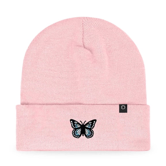 Dalix Butterfly Embroidered Beanie Insect Warm Winter Knit Hat for Women in Pink