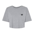 thumbnail image 1 of Dalix Butterfly Embroidered Cotton Relaxed Fit Flowy Short Sleeve Crewneck Tee Shirt Womens in Athletic Heather M Medium, 1 of 5