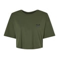 thumbnail image 1 of Dalix Butterfly Embroidered Cotton Relaxed Fit Flowy Short Sleeve Crewneck Tee Shirt Womens in Military Green XL X-Large, 1 of 5