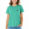 thumbnail image 1 of Dalix Butterfly Embroidered Cotton Relaxed Fit Short Sleeve Crewneck Tee Shirt Women in Teal S Small, 1 of 5