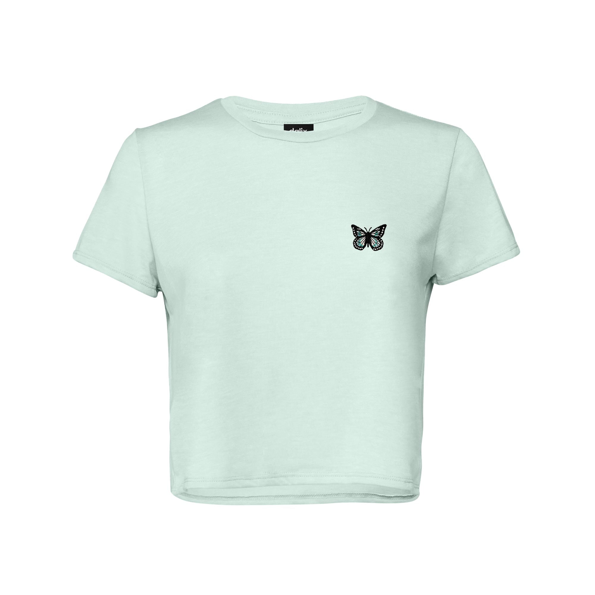 【NONCODE】(Unisex) Fleo embroidered T-shirt Dalix Butterfly Embroidered Cropped Flowy Soft Cotton Short