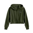 thumbnail image 1 of Dalix Butterfly Embroidered Fleece Cropped Zip Hoodie Cold Fall Winter Womens in Military Green S Small, 1 of 5