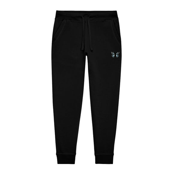Dalix Butterfly Embroidered Jogger Pant Soft Fleece Relaxed Fit Lounge Womens in Black XS X-Small