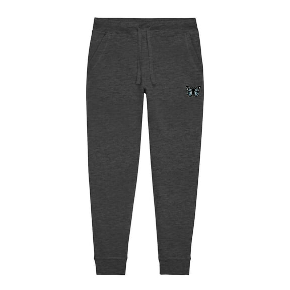 Dalix Butterfly Embroidered Jogger Pant Soft Fleece Relaxed Fit Lounge Womens in Charcoal Htr XL X-Large