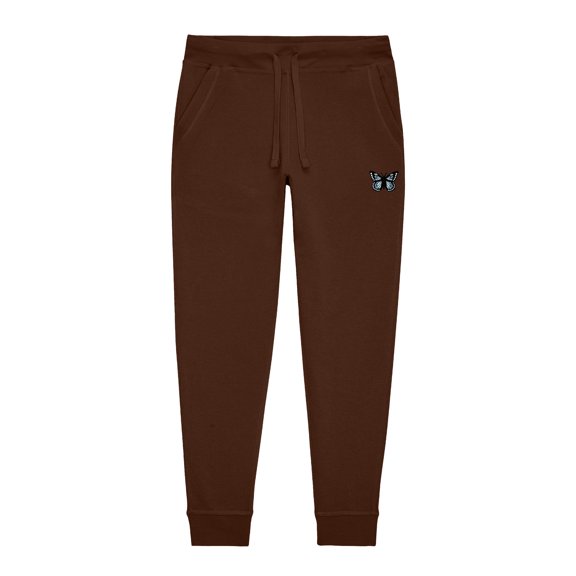 Dalix Butterfly Embroidered Jogger Pant Soft Fleece Relaxed Fit Lounge Womens in Chestnut M Medium