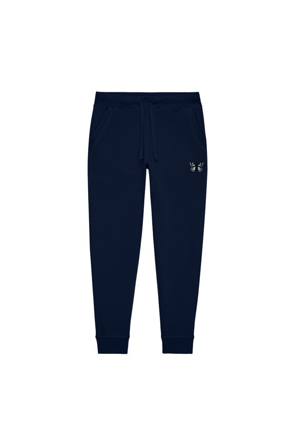 Butterfly Embroidered Jogger Pant Soft Fleece Relaxed Fit Lounge Womens in Navy Blue M Medium