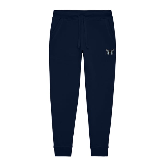 Dalix Butterfly Embroidered Jogger Pant Soft Fleece Relaxed Fit Lounge Womens in Navy Blue S Small
