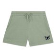 thumbnail image 1 of Dalix Butterfly Embroidered Shorts Washed Soft Fleece Relaxed Drawstring Pocket Fit Lounge Womens in Sage XL X-Large, 1 of 5