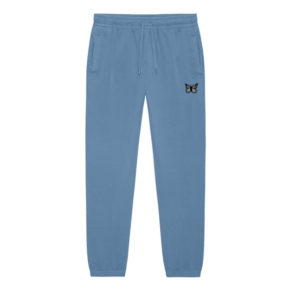 Dalix Butterfly Embroidered Sweatpant Soft Fleece Relaxed Fit Lounge Womens in Pebble Blue XS X-Small
