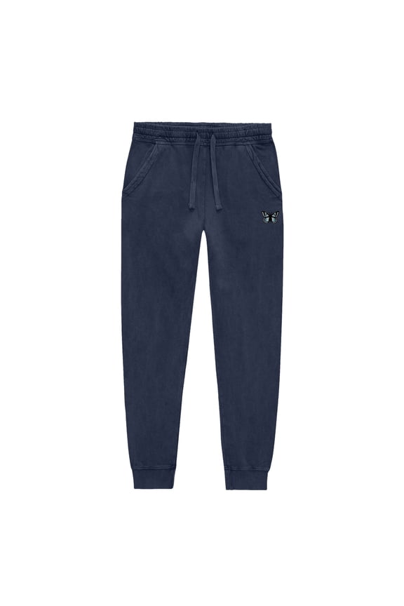 Butterfly Embroidered Washed Jogger Pant Soft Fleece Relaxed Fit Lounge Womens in Denim Blue XS X-Small