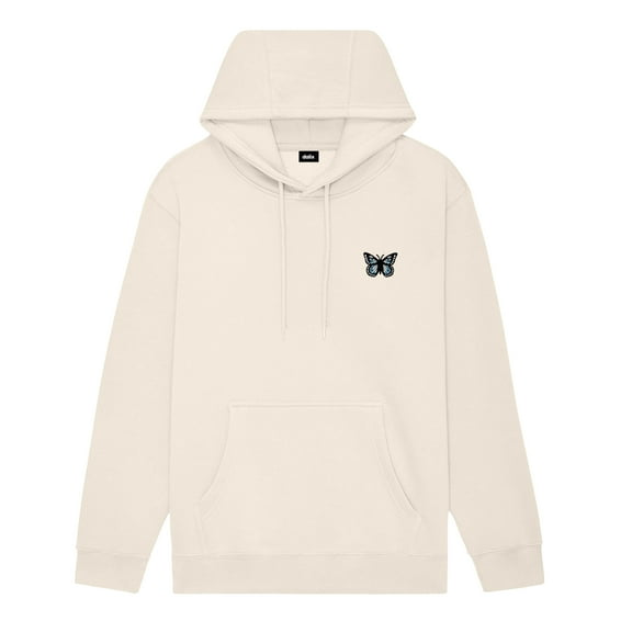 Dalix Butterfly Embroidery Relaxed Hoodie Soft Fleece Sweatshirt Drawcord Fit Lounge Womens in Sandshell M Medium