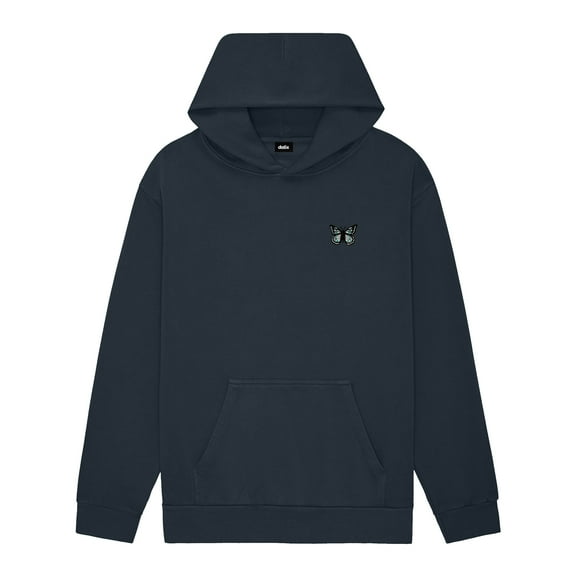 Dalix Butterfly Embroidery Relaxed Hoodie Soft Fleece Sweatshirt Fit Lounge Womens in Navy Blue L Large