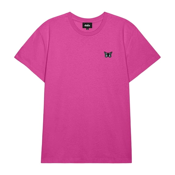 Dalix Butterfly Everyday Tee Lightweight Short Sleeve Summer Shirt Womens in Hot Pink XL X-Large