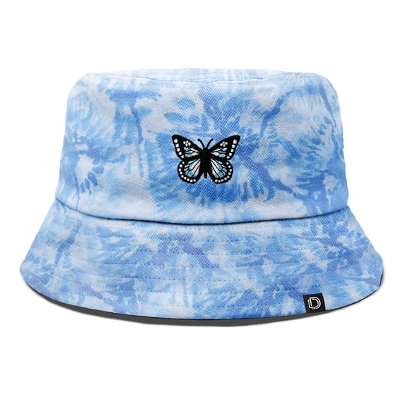 Dalix Butterfly Tie Dye Bucket Hat Cotton Embroidery Casual Outdoor Style Womens in Tie Dye Blue XL X-Large