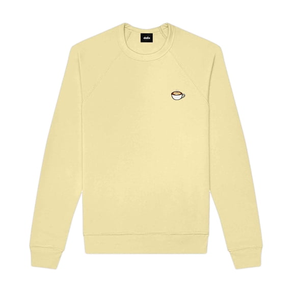 Dalix Cappuccino Embroidered Fleece Crewneck Long Sleeve Sweatshirt Mens in French Vanilla M Medium