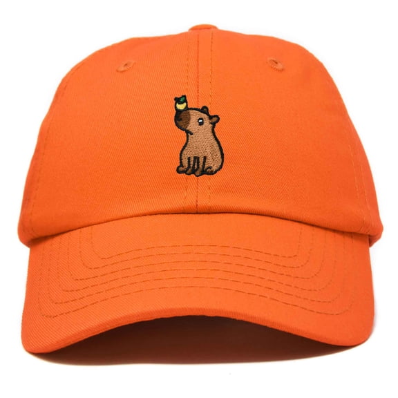 Dalix Capybara Cap Embroidered Dad Baseball Hat Cotton Adjustable Womens in Orange